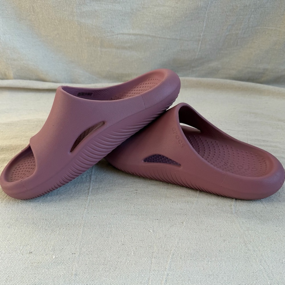 Crocs Mellow Recovery Slides Mauve Mist Pink Women's 7 Men's 5 Comfort Sandals - Picture 2 of 11